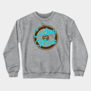 Cycling and music lettering design over a bicycle wheel and chains Crewneck Sweatshirt